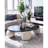 Velura Home & Living Modern Orta Sehpa & Top Sehpa Cam Sehpa & Küre Orta Sehpa - 2 Beyaz Top & 1 Beyaz Zar - Fasulye - Siyah Mdf - 2BT1BZ - Fasulye Siyah Mdf