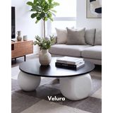 Velura Home & Living Modern Orta Sehpa & Top Sehpa Cam Sehpa & Küre Orta Sehpa - 2 Beyaz Top & 1 Beyaz Zar - Yuvarlak - Siyah Mdf - 2BT1BZ - Yuvarlak Siyah Mdf