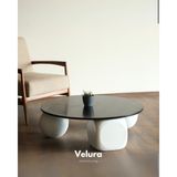 Velura Home & Living Modern Orta Sehpa & Top Sehpa Cam Sehpa & Küre Orta Sehpa - 2 Beyaz Top & 1 Beyaz Zar - Yuvarlak - Siyah Mdf - 2BT1BZ - Yuvarlak Siyah Mdf