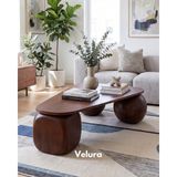 Velura Home & Living Modern Orta Sehpa & Top Sehpa Cam Sehpa & Küre Orta Sehpa - 2 Ceviz Top & 1 Ceviz Zar - Üçgen - Ceviz Mdf - 2CT1CZ - Üçgen Ceviz Mdf