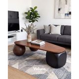 Velura Home & Living Modern Orta Sehpa & Top Sehpa Cam Sehpa & Küre Orta Sehpa - 2 Ceviz Top & 1 Siyah Zar - Üçgen - Ceviz Mdf - 2CT1SZ - Üçgen Ceviz Mdf