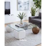 Velura Home & Living Modern Orta Sehpa & Top Sehpa Cam Sehpa & Küre Orta Sehpa - 2 Dragon (Ceviz-Beyaz) & 2 Zar (Ceviz-Beyaz) - Kare - Şeffaf Cam - 1CD1BD1CZ1BZ - Kare Şeffaf