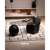 Velura Home & Living Modern Orta Sehpa & Top Sehpa Cam Sehpa & Küre Orta Sehpa - 2 Dragon (Siyah) & 1 Siyah Zar - Fasulye - Füme Cam - 2SD1SZ - Fasulye Füme
