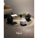 Velura Home & Living Modern Orta Sehpa & Top Sehpa Cam Sehpa & Küre Orta Sehpa - 2 Siyah Top & 1 Beyaz Top - Fasulye - Füme Cam - 2ST1BT - Fasulye Füme