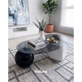 Velura Home & Living Modern Orta Sehpa & Top Sehpa Cam Sehpa & Küre Orta Sehpa - 2 Siyah Top & 1 Beyaz Zar - Fasulye - Füme Cam - 2ST1BZ - Fasulye Füme