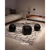 Velura Home & Living Modern Orta Sehpa & Top Sehpa Cam Sehpa & Küre Orta Sehpa - 2 Siyah Top & 1 Siyah Zar - Fasulye - Füme Cam - 2ST1SZ - Fasulye Füme