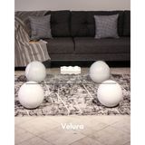 Velura Home & Living Modern Orta Sehpa & Top Sehpa Cam Sehpa Küre Orta Sehpa - 4 Beyaz Top - Fasulye - Kare Şeffaf - Beyaz - Kare Şeffaf