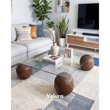Velura Home & Living Modern Orta Sehpa & Top Sehpa Cam Sehpa & Küre Orta Sehpa - 4 Dragon (Ceviz) - Kare - Şeffaf Cam - Ceviz Dragon - Kare Şeffaf