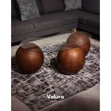 Velura Home & Living Modern Orta Sehpa & Top Sehpa Cam Sehpa & Küre Orta Sehpa - 41 cm Koyu Ceviz - Fasulye - Şeffaf Cam