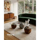 Velura Home & Living Modern Orta Sehpa & Top Sehpa Cam Sehpa & Küre Orta Sehpa - Amerikan Ceviz Top - Fasulye - Şeffaf Cam - Amerikan Ceviz - Fasulye Şeffaf