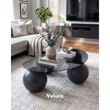 Velura Home & Living Modern Orta Sehpa & Top Sehpa Cam Sehpa & Küre Orta Sehpa - Antrasit Top - Fasulye - Füme Cam - Antrasit - Fasulye Füme