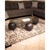 Velura Home & Living Modern Orta Sehpa & Top Sehpa Cam Sehpa & Küre Orta Sehpa - Antrasit Top - Fasulye - Füme Cam - Antrasit - Fasulye Füme