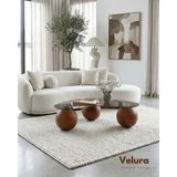Velura Home & Living Modern Orta Sehpa & Top Sehpa Cam Sehpa & Küre Orta Sehpa - Ceviz Top - Fasulye - Füme Cam - Ceviz - Fasulye Füme