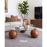 Velura Home & Living Modern Orta Sehpa & Top Sehpa Cam Sehpa & Küre Orta Sehpa - Ceviz Top - Üçgen - Şeffaf Cam - Ceviz - Üçgen Şeffaf