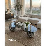 Velura Home & Living Modern Orta Sehpa & Top Sehpa Cam Sehpa & Küre Orta Sehpa - Diana - Fasulye - Füme Cam - Diana - Fasulye Füme