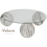 Velura Home & Living Modern Orta Sehpa & Top Sehpa Cam Sehpa & Küre Orta Sehpa - Diana - Yuvarlak - Şeffaf Cam - Diana - Yuvarlak Şeffaf