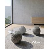Velura Home & Living Modern Orta Sehpa & Top Sehpa Cam Sehpa & Küre Orta Sehpa - Dragon (Açık Gri) - Fasulye - Şeffaf Cam - Açık Gri Dragon - Fasulye Şeffaf