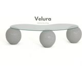 Velura Home & Living Modern Orta Sehpa & Top Sehpa Cam Sehpa & Küre Orta Sehpa - Dragon (Açık Gri) - Fasulye - Şeffaf Cam - Açık Gri Dragon - Fasulye Şeffaf