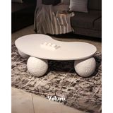 Velura Home & Living Modern Orta Sehpa & Top Sehpa Cam Sehpa & Küre Orta Sehpa - Dragon (Beyaz) - Fasulye - Beyaz Mdf - Beyaz Dragon - Fasulye Beyaz Mdf
