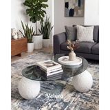 Velura Home & Living Modern Orta Sehpa & Top Sehpa Cam Sehpa & Küre Orta Sehpa - Dragon (Beyaz) - Fasulye - Füme Cam - Beyaz Dragon - Fasulye Füme