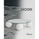 Velura Home & Living Modern Orta Sehpa & Top Sehpa Cam Sehpa & Küre Orta Sehpa - Dragon (Beyaz) - Yuvarlak - Şeffaf Cam - Beyaz Dragon - Yuvarlak Şeffaf