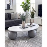 Velura Home & Living Modern Orta Sehpa & Top Sehpa Cam Sehpa & Küre Orta Sehpa - Gri Top - Fasulye - Beyaz Mdf - Gri - Fasulye Beyaz Mdf