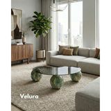 Velura Home & Living Modern Orta Sehpa & Top Sehpa Cam Sehpa & Küre Orta Sehpa - Jungle - Fasulye - Füme Cam - Jungle - Fasulye Füme