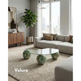 Velura Home & Living Modern Orta Sehpa & Top Sehpa Cam Sehpa & Küre Orta Sehpa - Jungle - Fasulye - Şeffaf Cam - Jungle - Fasulye Şeffaf