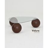 Velura Home & Living Modern Orta Sehpa & Top Sehpa Cam Sehpa & Küre Orta Sehpa - Koyu Ceviz Top - Üçgen - Şeffaf Cam - Koyu Ceviz - Şeffaf Üçgen