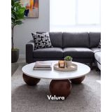 Velura Home & Living Modern Orta Sehpa & Top Sehpa Cam Sehpa & Küre Orta Sehpa - Koyu Ceviz Top - Yuvarlak - Beyaz Mdf - Koyu Ceviz - Yuvarlak Beyaz Mdf