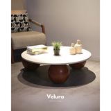 Velura Home & Living Modern Orta Sehpa & Top Sehpa Cam Sehpa & Küre Orta Sehpa - Koyu Ceviz Top - Yuvarlak - Beyaz Mdf - Koyu Ceviz - Yuvarlak Beyaz Mdf
