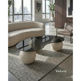 Velura Home & Living Modern Orta Sehpa & Top Sehpa Cam Sehpa & Küre Orta Sehpa - Krem Top - Fasulye - Füme Cam - Krem - Fasulye Füme