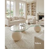 Velura Home & Living Modern Orta Sehpa & Top Sehpa Cam Sehpa & Küre Orta Sehpa - Krem Top - Fasulye - Şeffaf Cam - Krem - Fasulye Şeffaf