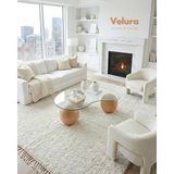 Velura Home & Living Modern Orta Sehpa & Top Sehpa Cam Sehpa & Küre Orta Sehpa - Meşe Top - Fasulye - Şeffaf Cam - Meşe - Fasulye Şeffaf