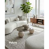 Velura Home & Living Modern Orta Sehpa & Top Sehpa Cam Sehpa & Küre Orta Sehpa - Natural - Fasulye - Füme Cam - Natural - Fasulye Füme