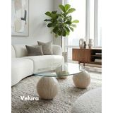 Velura Home & Living Modern Orta Sehpa & Top Sehpa Cam Sehpa & Küre Orta Sehpa - Natural - Fasulye - Şeffaf Cam - Natural - Fasulye Şeffaf