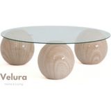 Velura Home & Living Modern Orta Sehpa & Top Sehpa Cam Sehpa & Küre Orta Sehpa - Natural - Yuvarlak - Şeffaf Cam - Natural - Yuvarlak Şeffaf