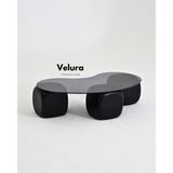 Velura Home & Living Modern Orta Sehpa & Top Sehpa Cam Sehpa & Küre Orta Sehpa - Siyah Zar - Fasulye - Füme Cam - Siyah Zar - Fasulye Füme