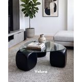 Velura Home & Living Modern Orta Sehpa & Top Sehpa Cam Sehpa & Küre Orta Sehpa - Siyah Zar - Üçgen - Şeffaf Cam - Siyah Zar - Üçgen Şeffaf