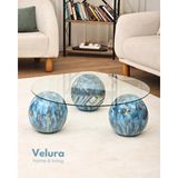 Velura Home & Living Modern Orta Sehpa & Top Sehpa Cam Sehpa & Küre Orta Sehpa - Sky - Yuvarlak - Şeffaf Cam - Sky - Yuvarlak Şeffaf