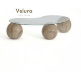 Velura Home & Living Modern Orta Sehpa & Top Sehpa Cam Sehpa & Küre Orta Sehpa - Taş Desen - Fasulye - Şeffaf Cam - Taş Desen - Fasulye Şeffaf