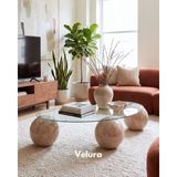 Velura Home & Living Modern Orta Sehpa & Top Sehpa Cam Sehpa & Küre Orta Sehpa - Uranüs - Fasulye - Şeffaf Cam - Uranüs - Fasulye Şeffaf