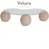 Velura Home & Living Modern Orta Sehpa & Top Sehpa Cam Sehpa & Küre Orta Sehpa - Uranüs - Fasulye - Şeffaf Cam - Uranüs - Fasulye Şeffaf