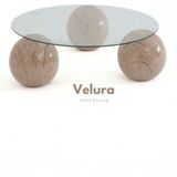 Velura Home & Living Modern Orta Sehpa & Top Sehpa Cam Sehpa & Küre Orta Sehpa - Uranüs - Yuvarlak - Şeffaf Cam - Uranüs - Yuvarlak Şeffaf