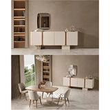 Velura Home & Living Modern Tasarımlı MDF Aura Yemek Odası Takımı 4 Kişilik Ekru Renk