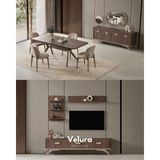 Velura Home & Living Nova Yemek Odası Takımı - Koyu Ceviz (Tv Ünitesi Dahil) - 4 Sandalye