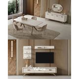 Velura Home & Living Nova Yemek Odası Takımı - Krem (Tv Ünitesi Dahil) - Çok Renkli - 4 Sandalye