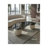 Velura Home & Living Orta Sehpa & Modern Küre Sehpa & Bohem Top Sehpa - Füme Camlı Krem