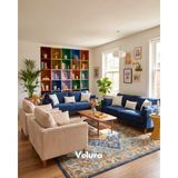 Velura Home & Living Pamela Koltuk Takımı - 3+3+1+1 - Krem - Mavi