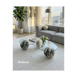 Velura Home & Living Top Sehpa & Şeffaf Fasülye Cam Küre Orta Sehpa - Diana Traverten Mermer Desen Kaplama
